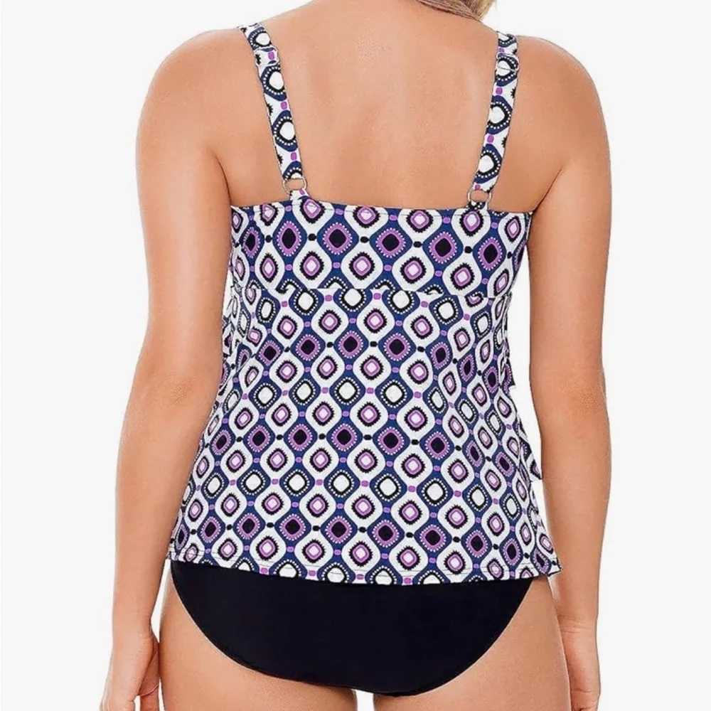 SWIM SOLUTIONS Women's Jewels Tiered Tummy Control One Piece Swimsuit sz 8 - Picture 2 of 6